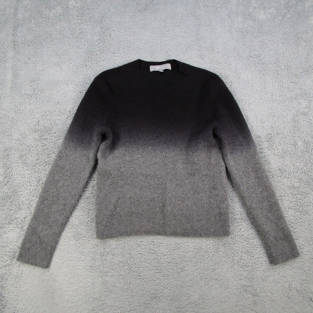 Neiman Marcus Cashmere Sweater Womens Medium Black Gray Ombre Crew Neck Pullover